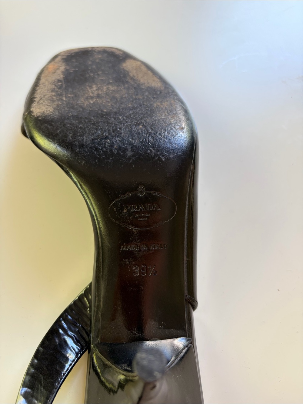 Vintage Prada Black Patent Leather Slingback Kitten Heels - Picture 6 of 6